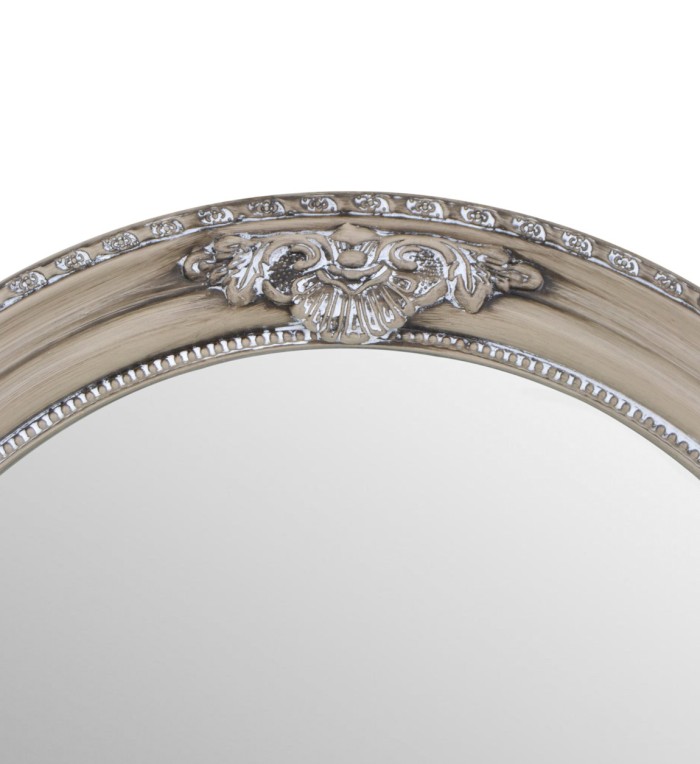 DAKOTA - Round bleached beige wood mirror 58 x 5 x 58