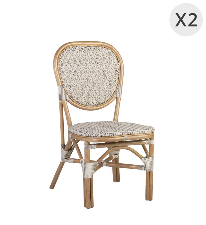 BISTRO - Set aus 2 Rattanstühlen 50 x 58 x 94