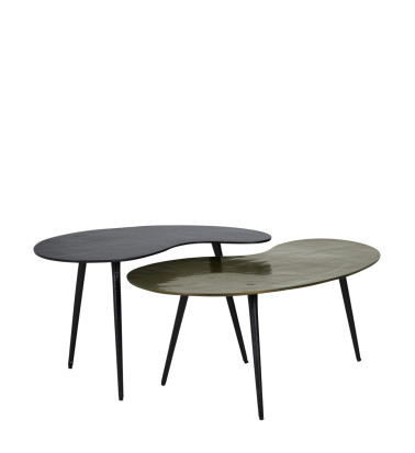 Set de 2 tables d'appoint en aluminium 60 x 40 x 40 / 87 x 49 x 35