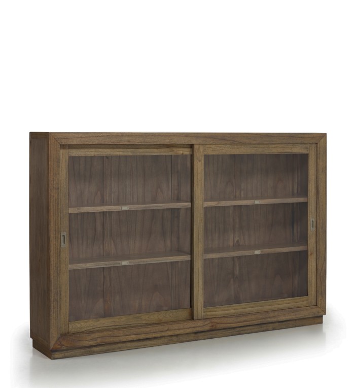 MERAPI - Vitrine aus mindi mit schiebetüren 200 x 40 x 132