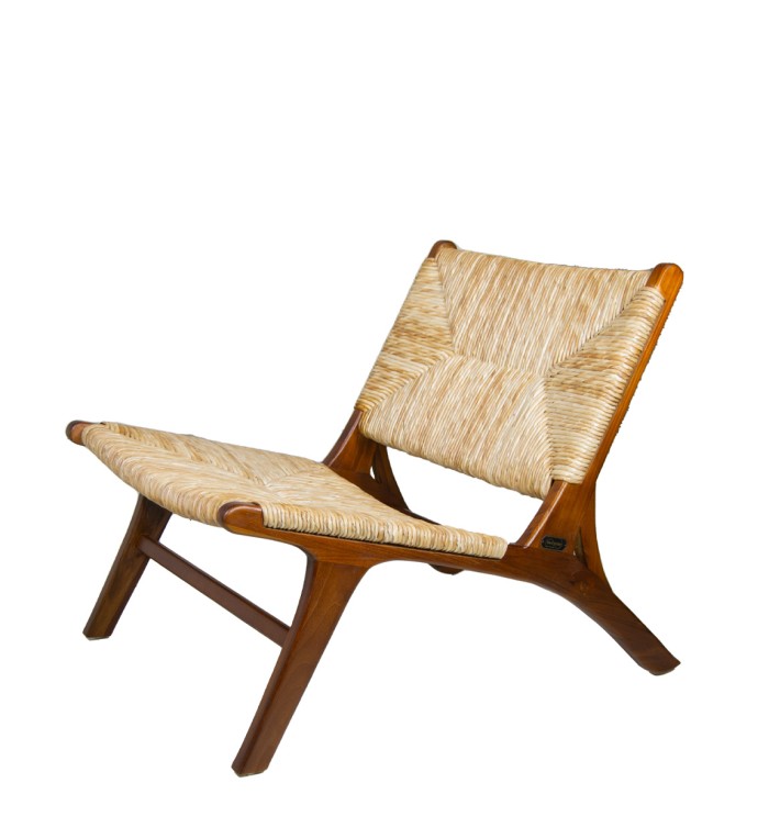 RATTAN - Fauteuil en teca et pandan 60 x 83 x 75