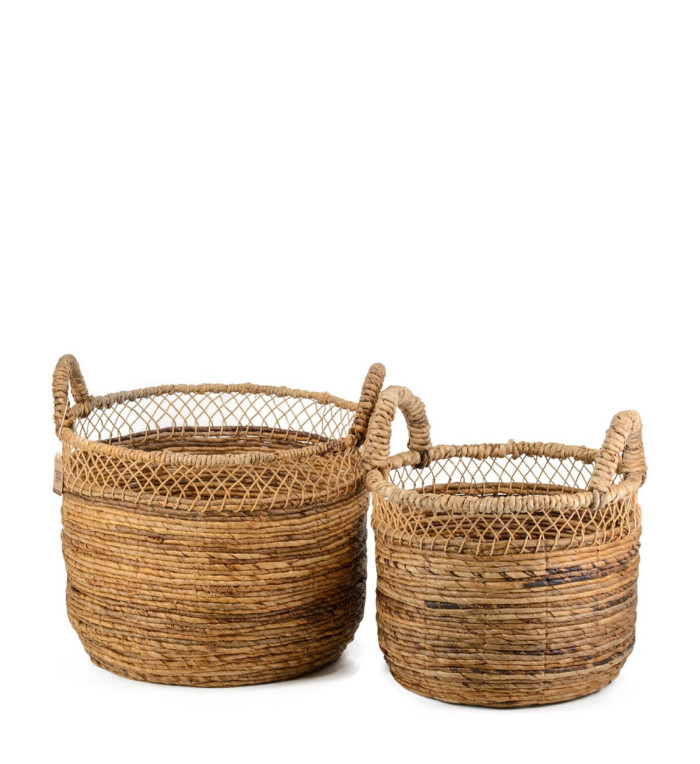 DAVOS - Set of 2 rattan baskets 45 x 45 x 44 / 38 x 38 x 39