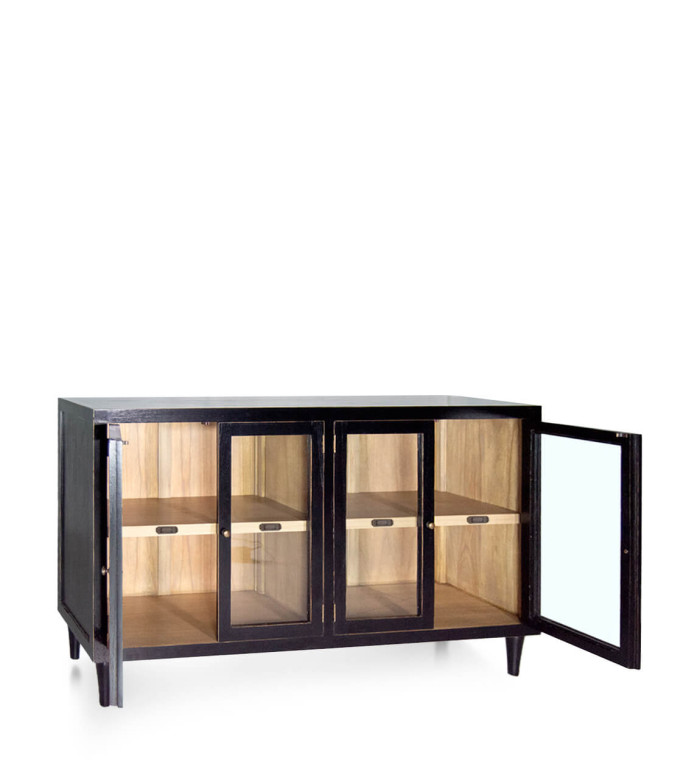 OXFORD - Kombi-Vitrine aus Mindi-Holz 140 x 40 x 85