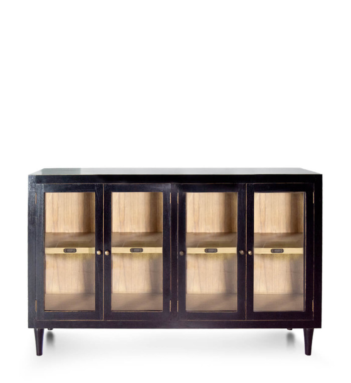 OXFORD - Combi display cabinet in mindi wood 140 x 40 x 85