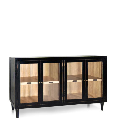 OXFORD - Combi display cabinet in mindi wood 140 x 40 x 85