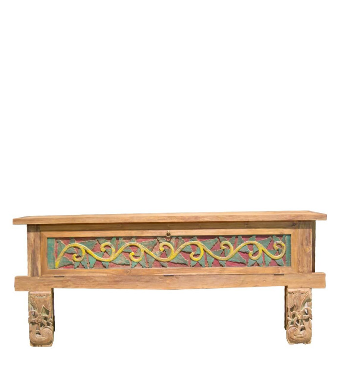 MERIDA - Teak console with carving 230 x 45 x 90