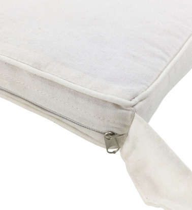 Set of 2 white fabric cushions 45 x 42 x 6