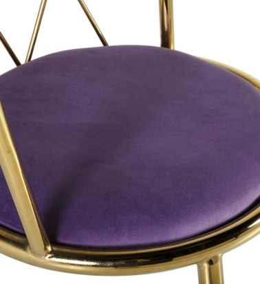 BERLIN - Ensemble de 2 chaises en acier chromé couleur or et tissu violet 49 x 43 x 75