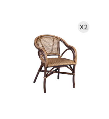 BISTRO - Set aus 2 Sesseln aus Rattan 56 x 62 x 80