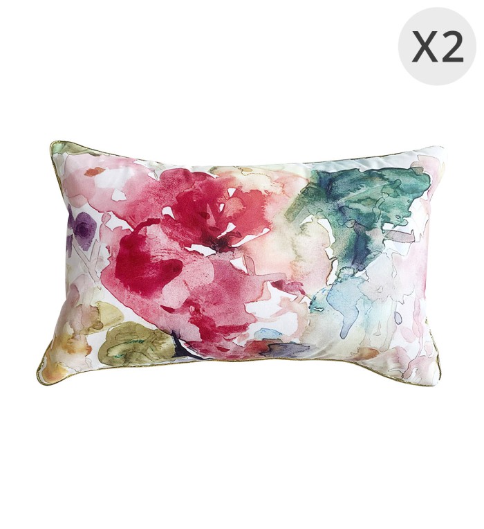 OLIVIA - Set of 2 cushions in watercolor polyester 30 x 50