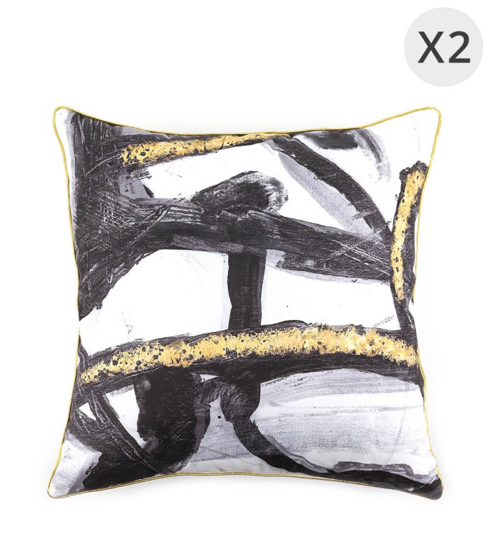 OLIVIA - Set of 2 cushions in abstract polyester 45 x 45