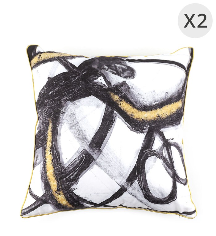 OLIVIA - Set of 2 cushions in abstract polyester 45 x 45