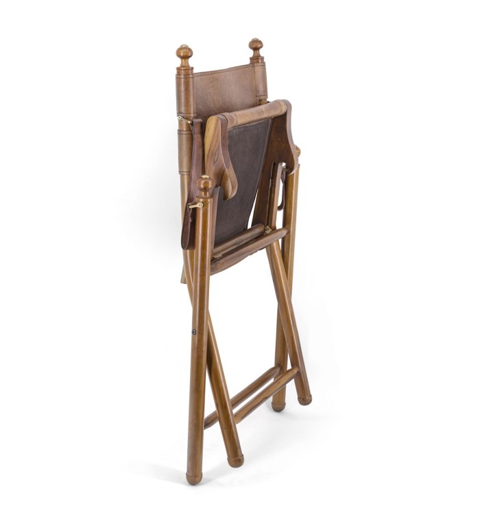 TARLTON - Teak and leather chair 56 x 53 x 90