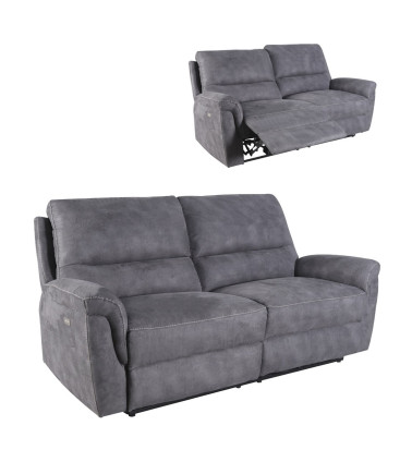 BASIL - Electric recliner sofa, 100% polyester 208 x 93-120 x 100