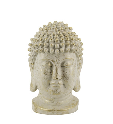 FIGUR GIPS BUDDHA KOPF GOLDFARBE 35 x 30 x 50