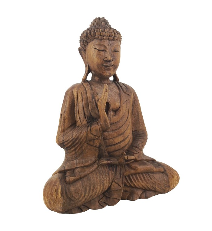 BUDDHA IN LEGNO MARRONE 40 X 20 X 50