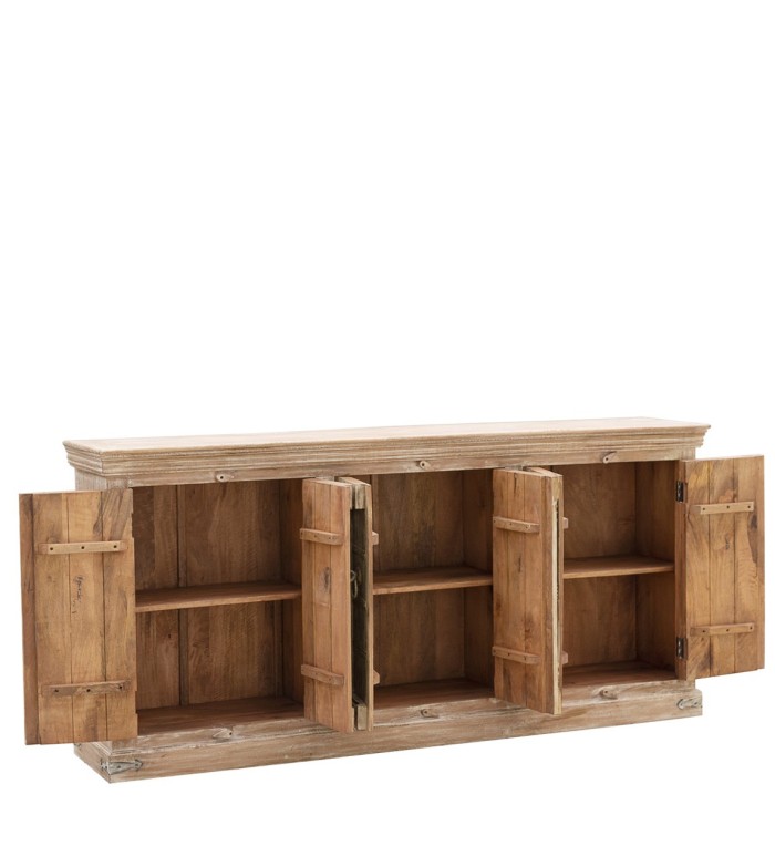 ALHAMBRA - Buffet en manguier avec 6 portes 210 x 45 x 100