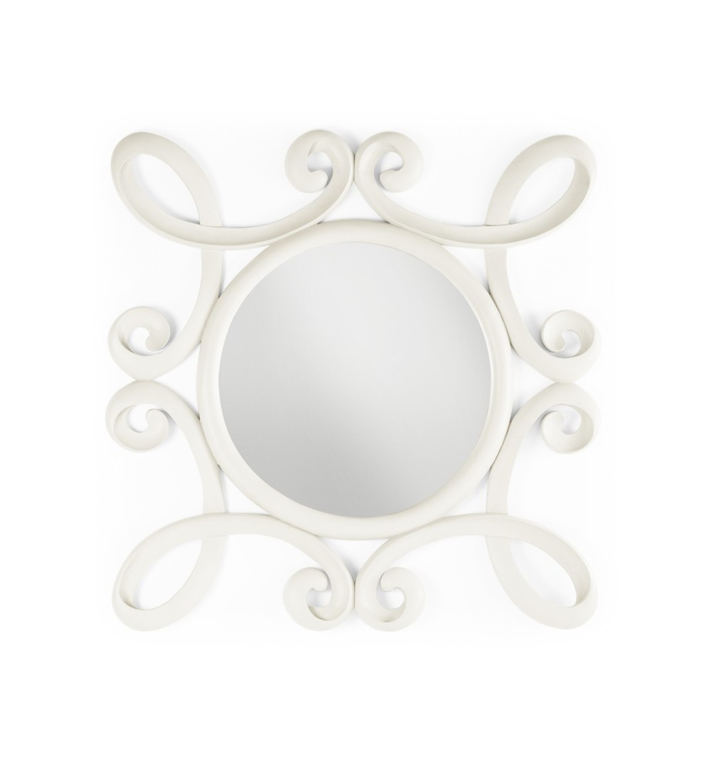 JASMINE - Miroir en bois d'acajou blanc vintage 100 x 4 x 100