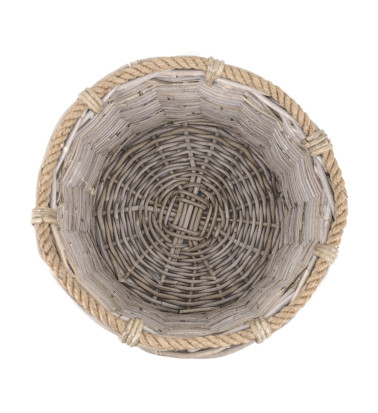 Set of 3 rattan and rope baskets 40 x 40 x 32 / 32 x 32 x 25 / 22 x 22 x 18