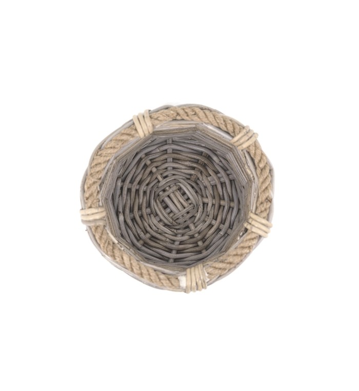 Set of 3 rattan and rope baskets 40 x 40 x 32 / 32 x 32 x 25 / 22 x 22 x 18