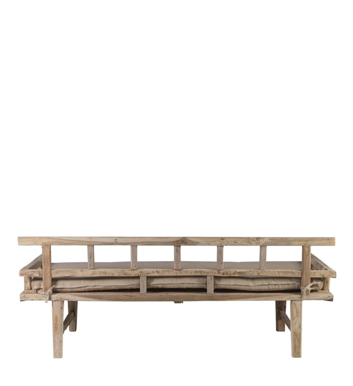 Recycled teak bed bench with cushion 200 x 80 x 75