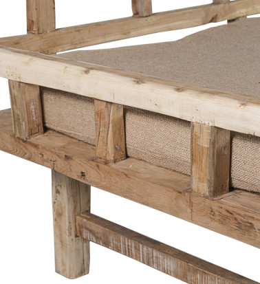 Banc en teck recyclé avec coussin 200 x 80 x 75