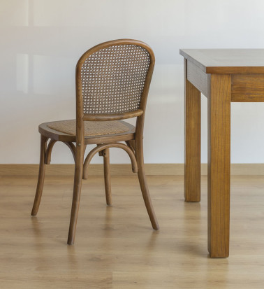 MANILA - Oak and rattan chair 45 x 54 x 89