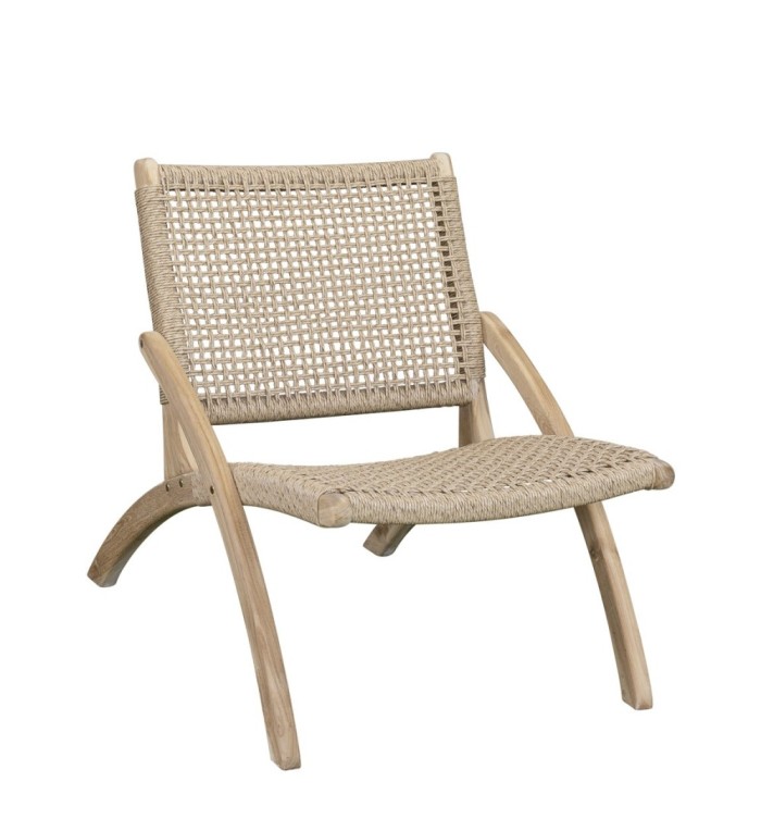 SICILIA - Fauteuil en teck et corde 62 x 82 x 73