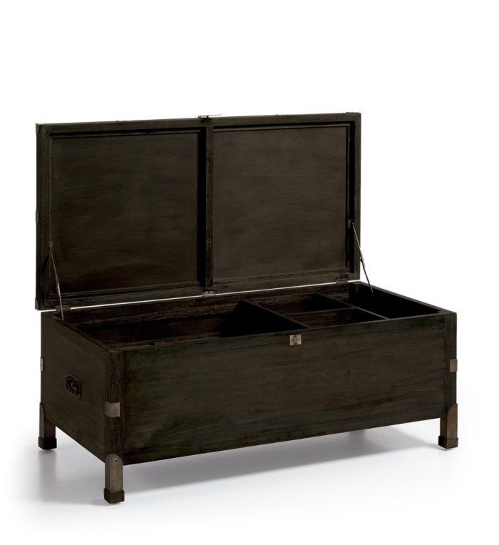 INDUSTRIAL - Wooden chest in black 120 x 60 x 50