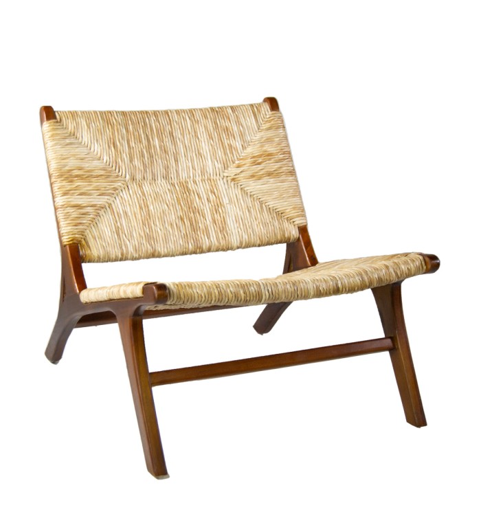 RATTAN - Fauteuil en teca et pandan 60 x 83 x 75