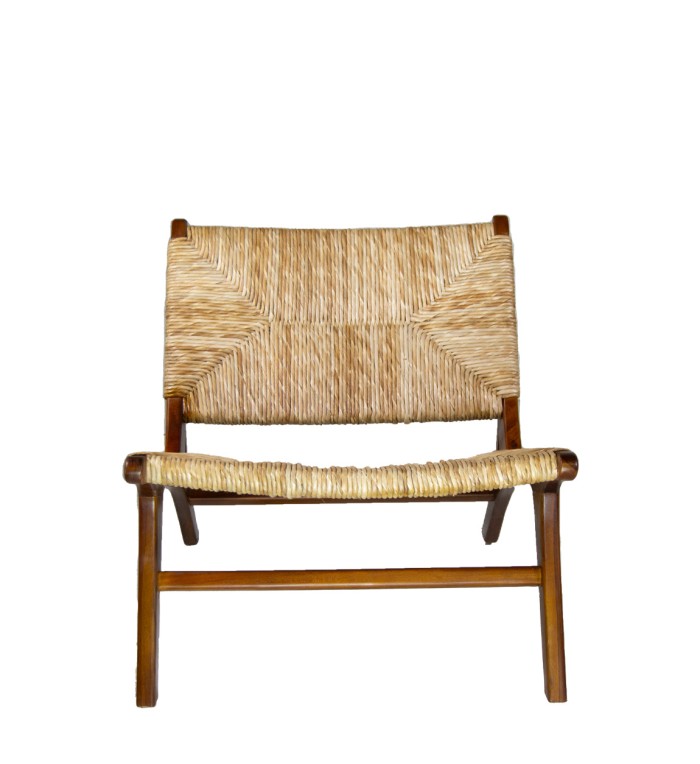 RATTAN - Poltrona de teca e pandã 60 x 83 x 75