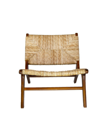 RATTAN - Fauteuil en teca et pandan 60 x 83 x 75