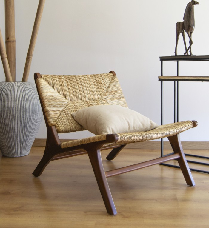 RATTAN - Teak and pandan armchair 60 x 83 x 75