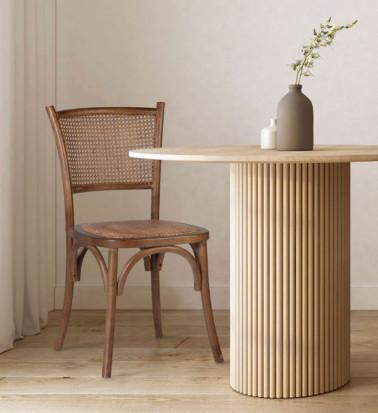 MANILA - Oak and rattan chair 45 x 42 x 89