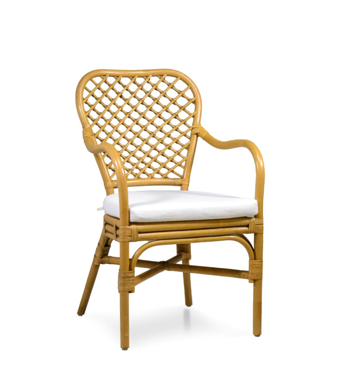 BISTRO - Poltrona in rattan con cuscino 56 x 64 x 95