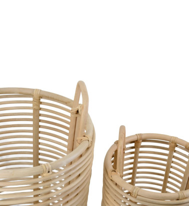 Set di 2 ceste in rattan 40 x 40 x 54 / 30 x 30 x 42