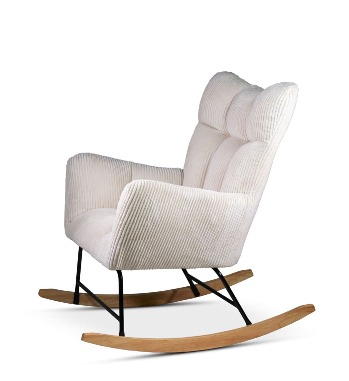 KAIHO - Sillón balancín de hierro, madera y poliéster 92 x 78 x 96