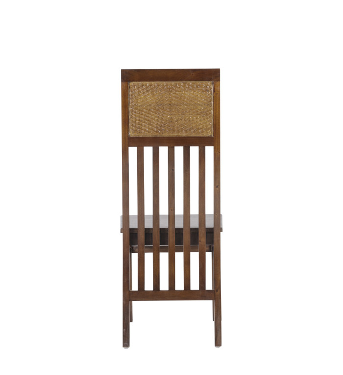 FLAMINGO - Set of 2 mahogany wood and brown rattan chairs 45 x 50 x 110