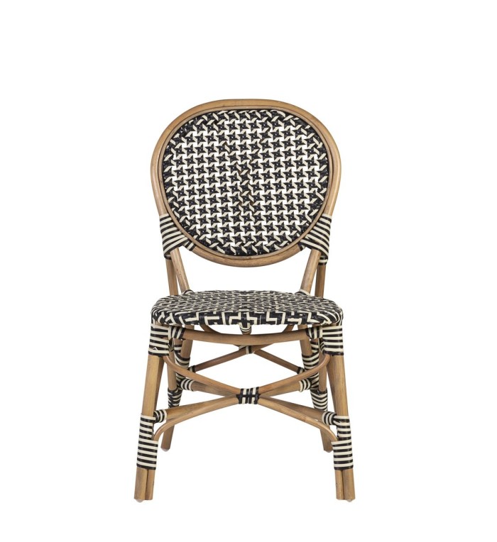 BISTRO - Conjunto de 2 cadeiras de rattan negro 52 x 56 x 92