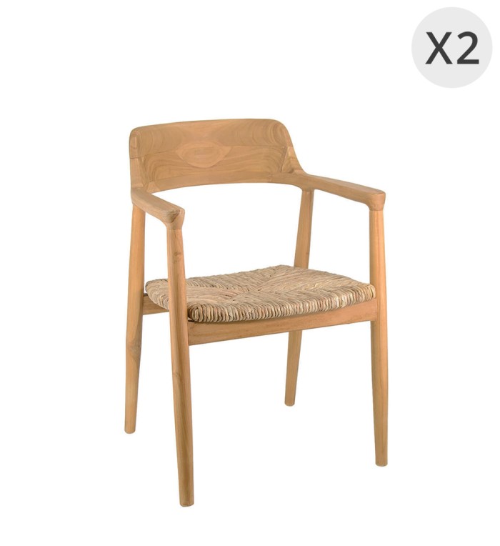 HIROSHIMA - Ensemble de 2 chaises en teck 56 x 54 x 83