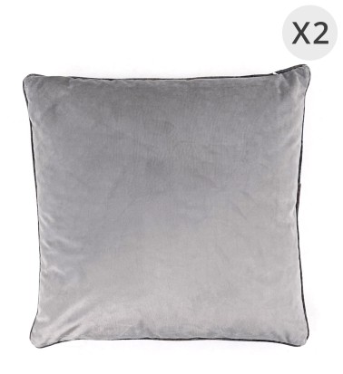 OSCAR - Set of 2 pearl gray velvet polyester cushions 45 x 45