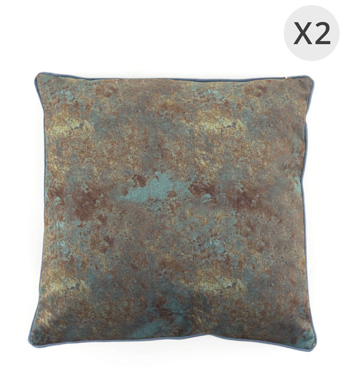 OSCAR - Set of 2 bicolor blue polyester cushions 45 x 45