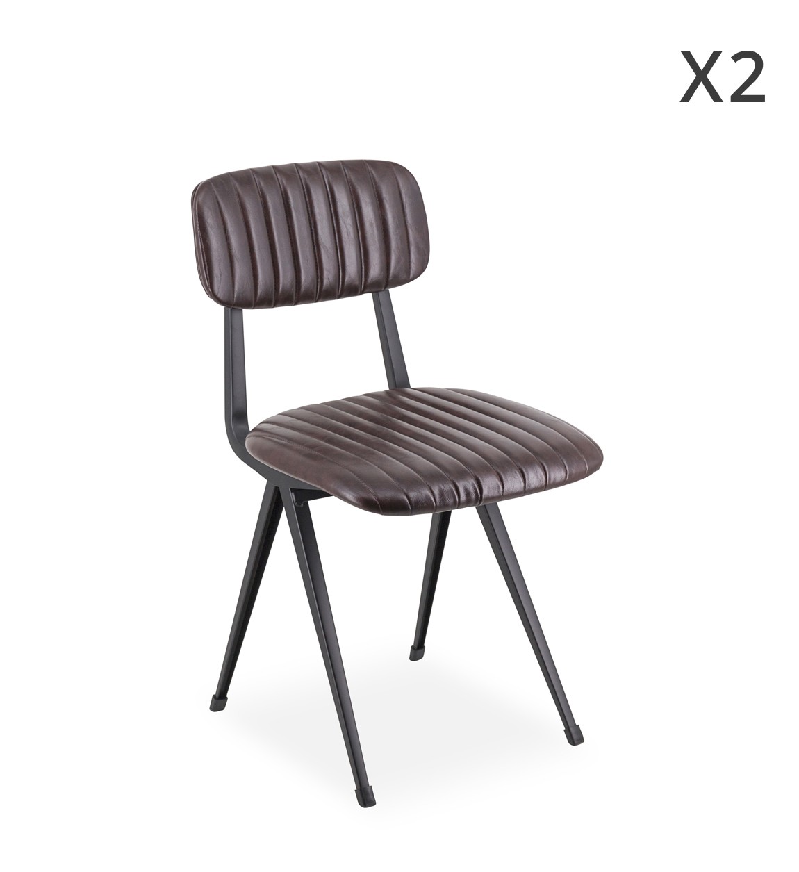 MICHIGAN - Ensemble de 2 chaises en fer et en PU 53 x 45 x 80