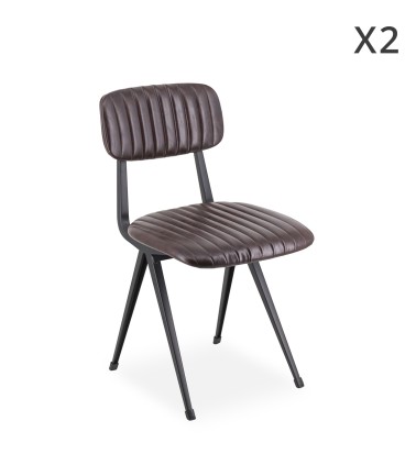 MICHIGAN - Ensemble de 2 chaises en fer et en PU 53 x 45 x 80