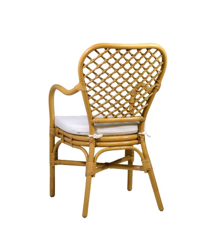 BISTRO - Conjunto de 2 cadeirões de rattan com almofada 56 x 64 x 95