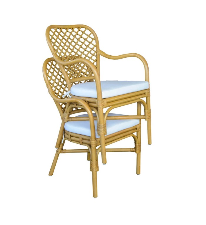 BISTRO - Set of 2 rattan armchairs with cushion 56 x 64 x 95