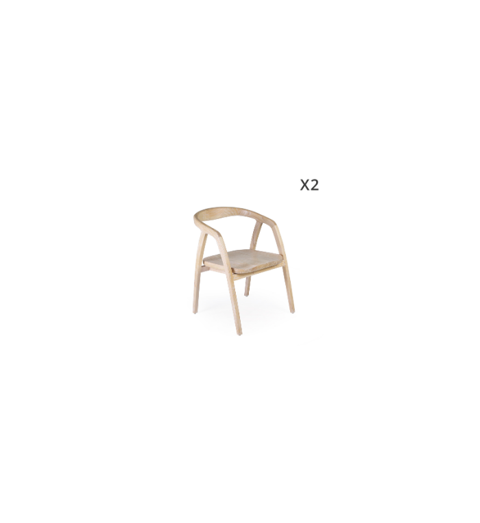 ALYA - Ensemble de 2 chaises en bois couleur naturel 55 x 60 x 77