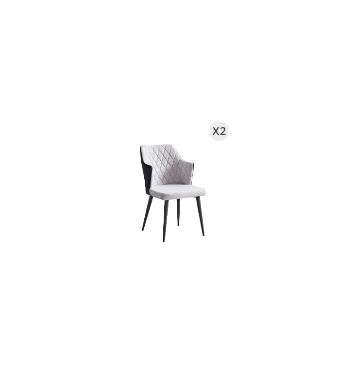 BERLIN - Ensemble de 2 fauteuils en acier avec tissu en polyester beige/noir 63 x 49 x 84