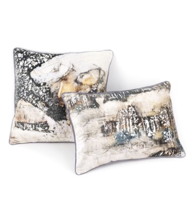 DELHI - Set of 2 silver velvet cushions 45 x 45