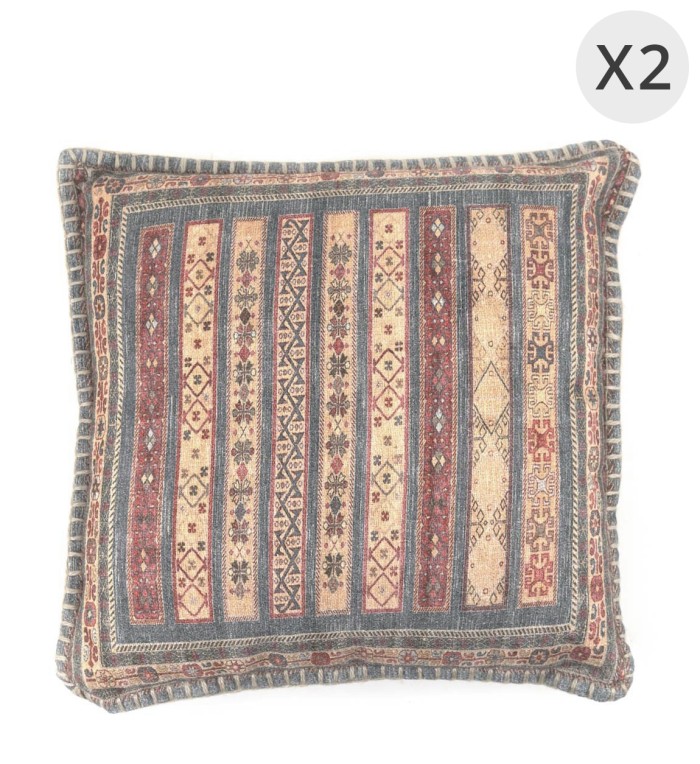 KENIA - Set of 2 multicolor cotton cushions 45 x 45